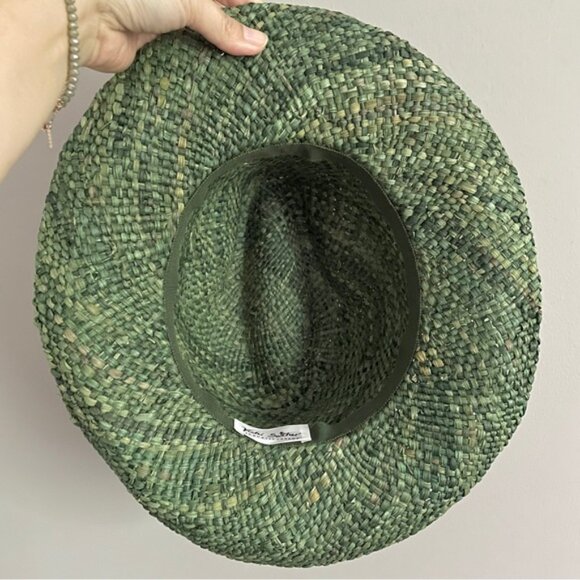 Vintage Green Straw Fedora Hat w/ Flowers - made by Vicki Sather 🇨🇦 - Picture 7 of 10